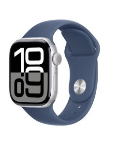 APPLE Smartwatch Watch Series 10 GPS, Cassa 42 mm in alluminio color argento con Cinturino Sport denim - S/M - MWWA3QL/A 
