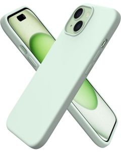 Cover per iPhone 15 Silicone 6.1 Pollici, Custodia Compatibile con iPhone 15 Cover, Morbido Silicone Liquido Protezione, in Gomma Gel Morbida con Fodera in Microfibra - Verde menta