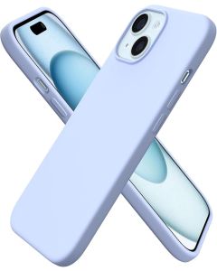 Cover per iPhone 15 Silicone 6.1 Pollici, Custodia Compatibile con iPhone 15 Cover, Morbido Silicone Liquido Protezione, in Gomma Gel Morbida con Fodera in Microfibra - Celeste