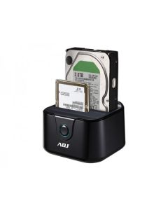 Adj Docking Station AH01T Double HDD per Hard Disk SATA da 2.5" e 3.5" USB 3.0 ad Alta Velocità - Nero - 120-00014