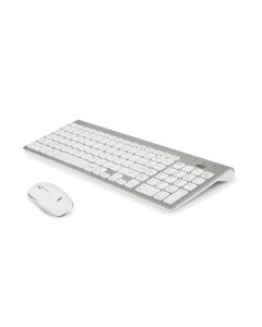 Kit Wireless ADJ KW10 Platinum: Tastiera Multimediale + Mouse Ergonomico - Resistente agli schizzi d'acqua - Colore Silver -520-00019