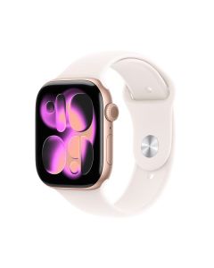 Apple Watch Series 11 GPS 46 mm in alluminio color oro rosa Cinturino rosa fard - M/L - MEV74QL/A