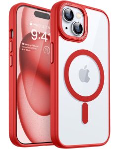 Cover Magnetica Trasparente per iPhone 15, [Compatibile con MagSafe] Custodia Protettiva Antiurto per Telefono -  Red