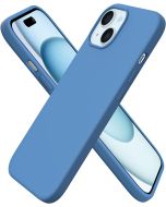 Cover per iPhone 15 Silicone 6.1 Pollici, Custodia Compatibile con iPhone 15 Cover, Morbido Silicone Liquido Protezione, in Gomma Gel Morbida con Fodera in Microfibra - Blu