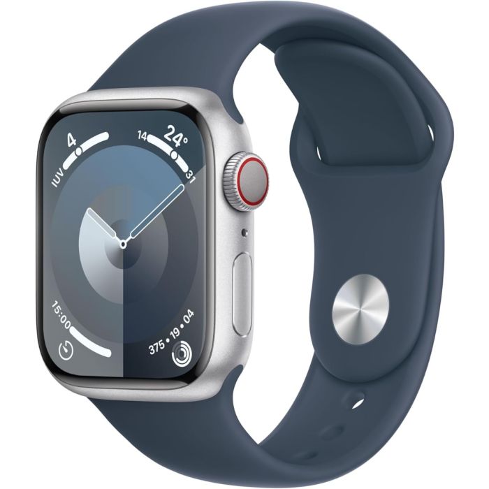 Apple Watch Series 9 2023 45mm Silver Aluminium with Sport Band M L Storm Blue EUROPA Tecnosell